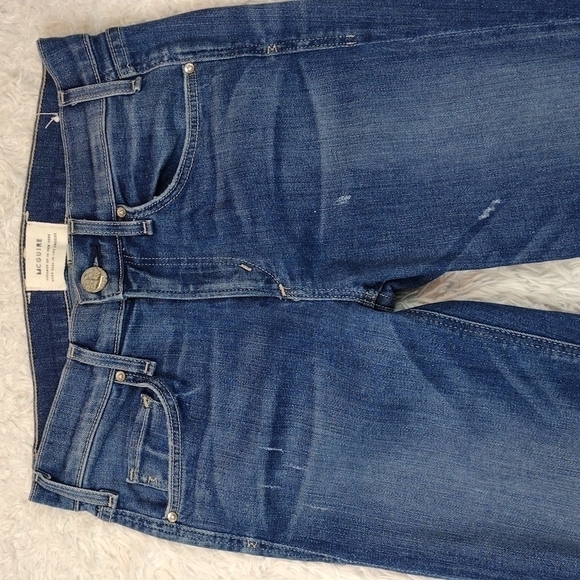 Mcguire Blue Medium Wash Five Pocket Mid Rise Distressed Skinny Jeans - Picture 3 of 15
